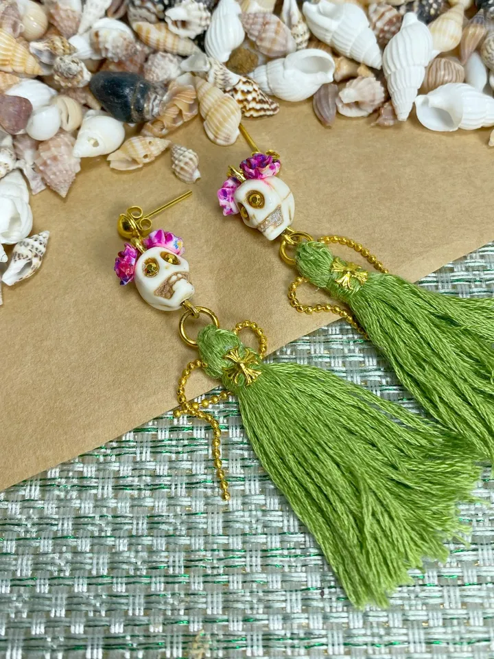 Handmade earrings. Earrings with fringe. Jewelry.