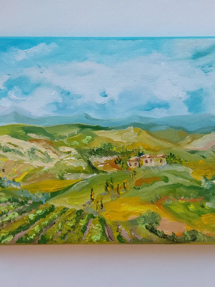Oil painting on canvas "Sunny Valley" 30x24cm (12x9.6 inch)
