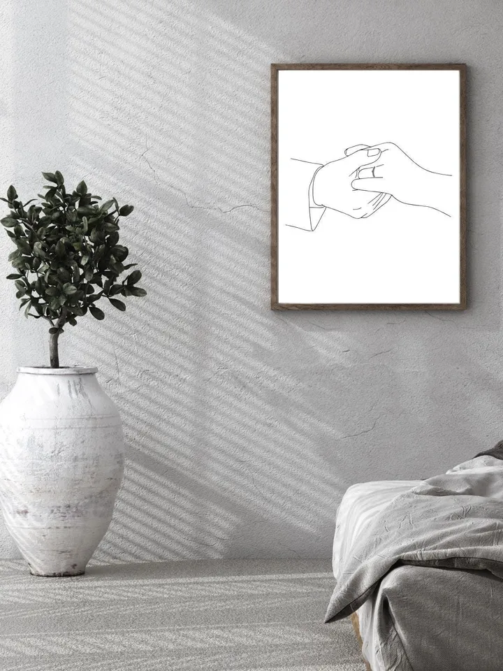 Holding Hands Wall Art, Engagement, Engaged Couple Hands, Hands Line Art, Line Drawing, Holding Hands Printable, Couple Hands,Valentines Day
