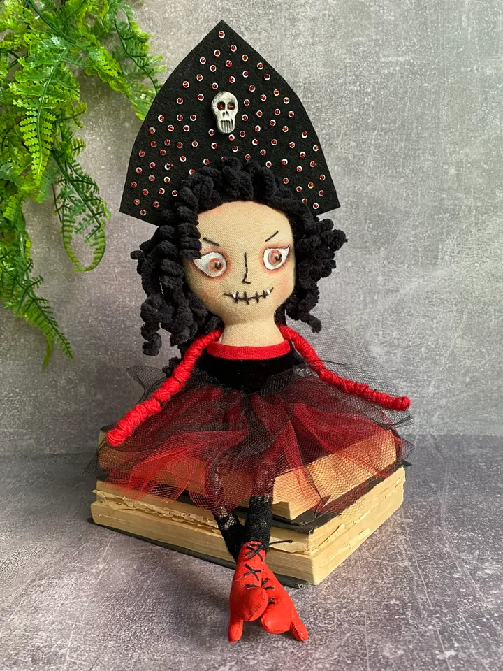 Vampire Textille Doll, Decoration Doll, Gothic Doll, Handmade, Halloween decor, Magic Gift