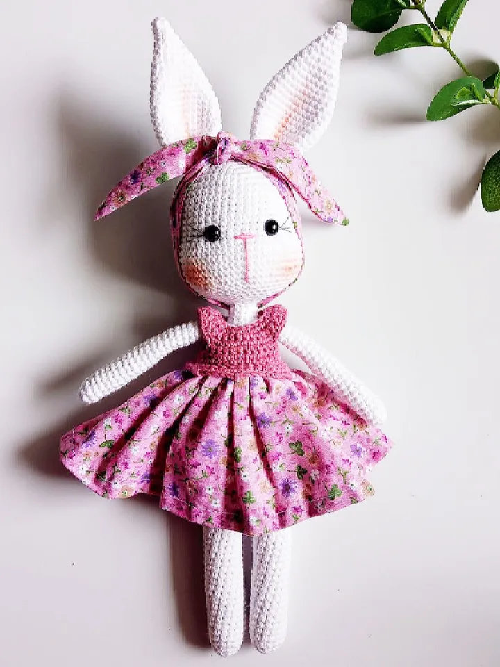 Personalized Doll Bunny Girl, Personalized Crochet Doll, Baby Toys, Baby Shower Gift Basket, Birthday Gift Box For Her