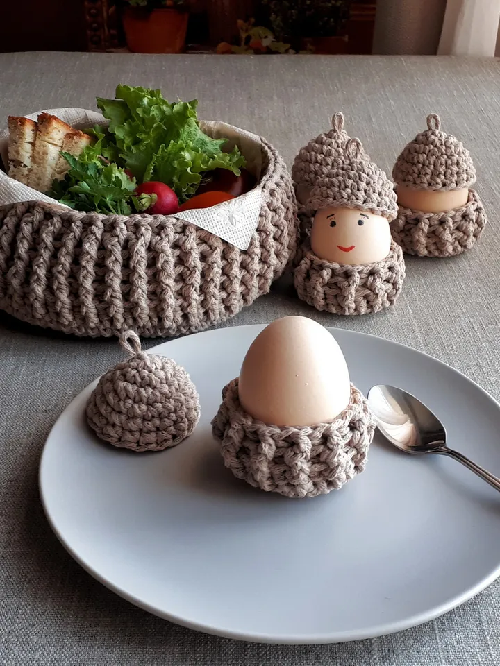CROCHET PATTERN Crochet basket pattern Easter DIY crochet basket Round kitchen basket Crochet kitchen set pattern Easter egg crochet pattern