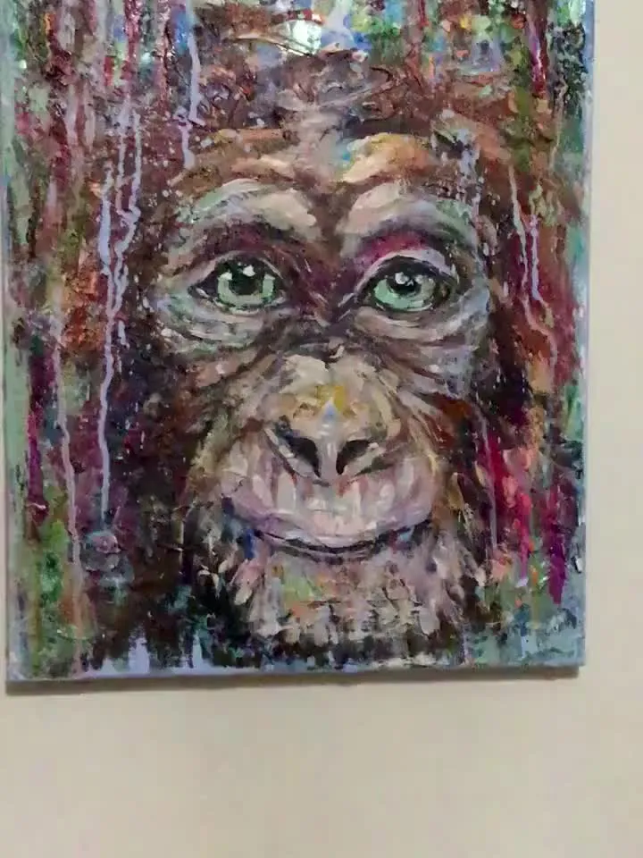 Colourful Monkey,original mix media painting on canvas,home decoration,animals lovers gifts,monkey canvas art,wall hanging.
