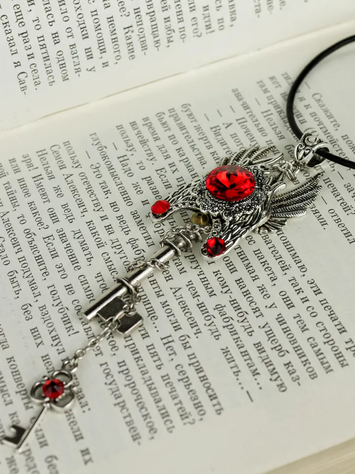 Vintage Gothic Key Pendant with Swarovski Crystals