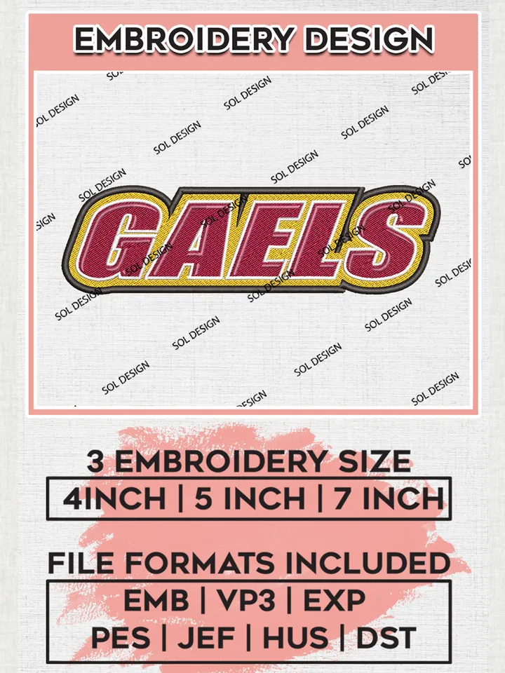 Gaels NCAA Team Writing Logo embroidery designs, NCAA Iona Gaels Logo Machine embroidery designs, NCAA Logo embroidery designs, NCAA Lopes Machine embroidery designs, Digital Download