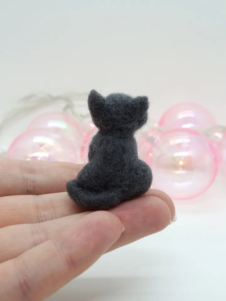 Miniature needle felted British shorthair cat, gray cat