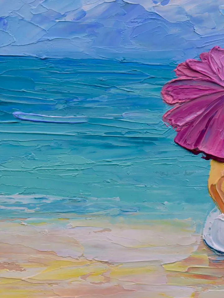 Two Girls Painting Original art Two Sisters Painting Seascape artwork Beach painting Coastal art 10 by 12 inch