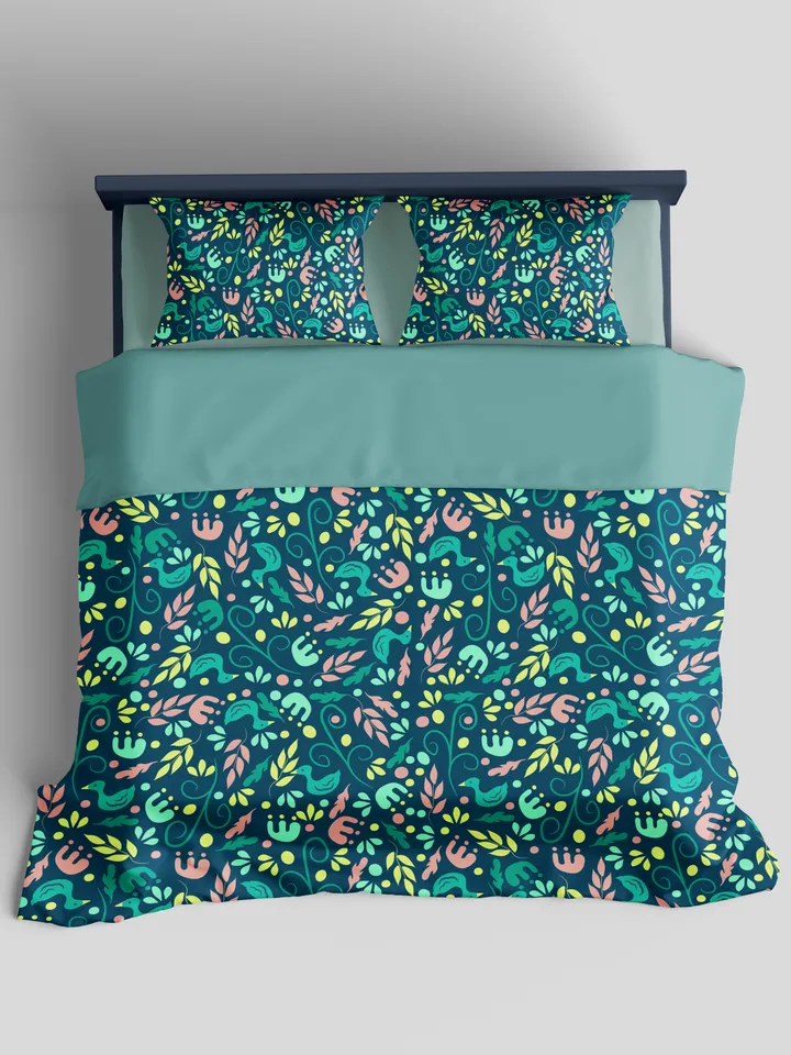 Bright floral patterns with ducks cute vector illustrations