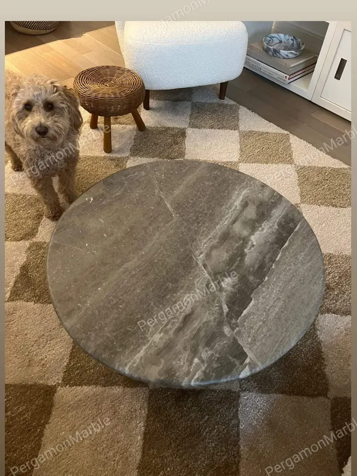 Brown Marble Coffee Table Italian model real marble handmade, Special stone