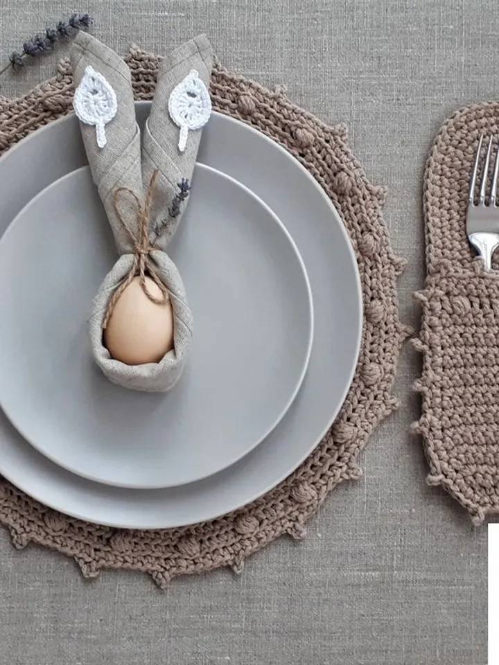 CROCHET PATTERN Cutlery holder pattern Kitchen set DIY tutorial Silverware pocket Pdf Cutlery pocket tutorial Easy Crochet Easter Patterns