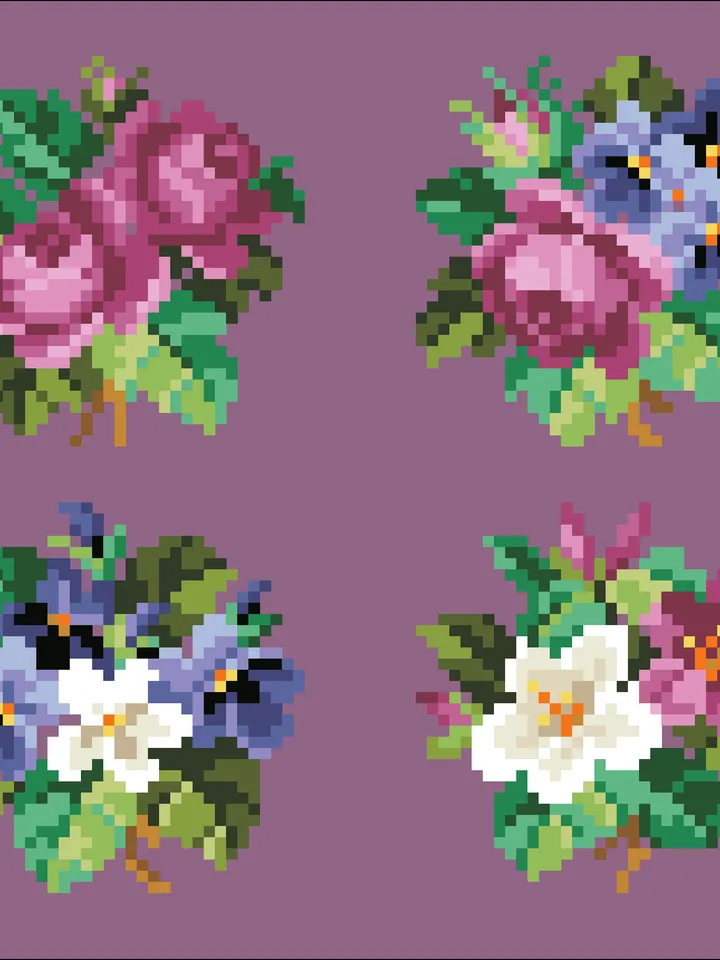 Antique Cross Stitch Pattern Miniature Bouquets Digital Download PDF