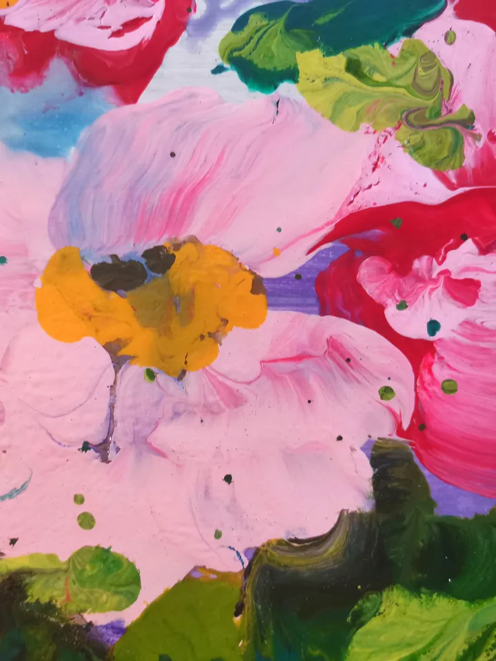 Flower White Red Bouquet Abstract Art Painting Original Artist Svinar Oksana