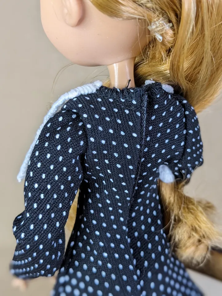 Handmade polka dot black dress for 10.5-inch female dolls (MH, EAH)