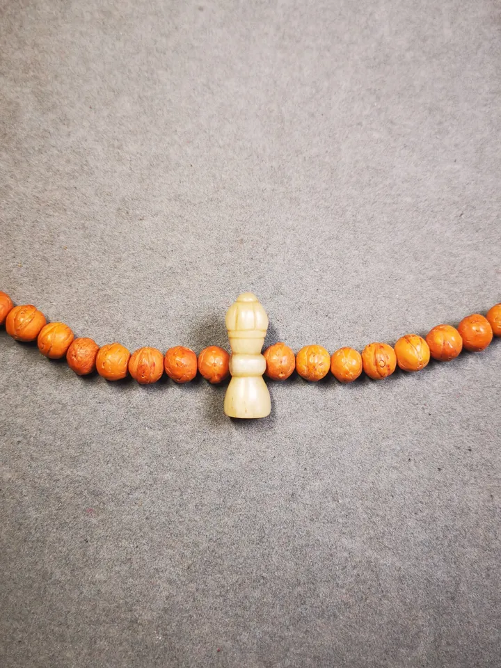 Gandhanra Handmade Tibetan Pendant Bead,Bone Carved Spacer Bead for Mala,Vajra Bell Amulet Pendant