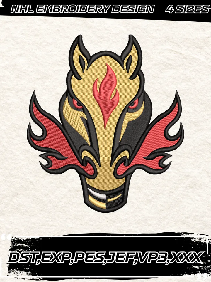 Calgary Flames Alternate Logo Embroidery Designs,NHL Logo Embroidery Files, Machine Embroidery Design File, 4 Sizes,Digital Download
