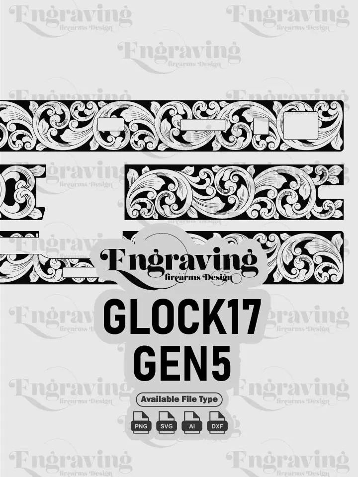 Glock17 Gen5 Engraving Design | Vector File Bundle for Laser Engraving Svg