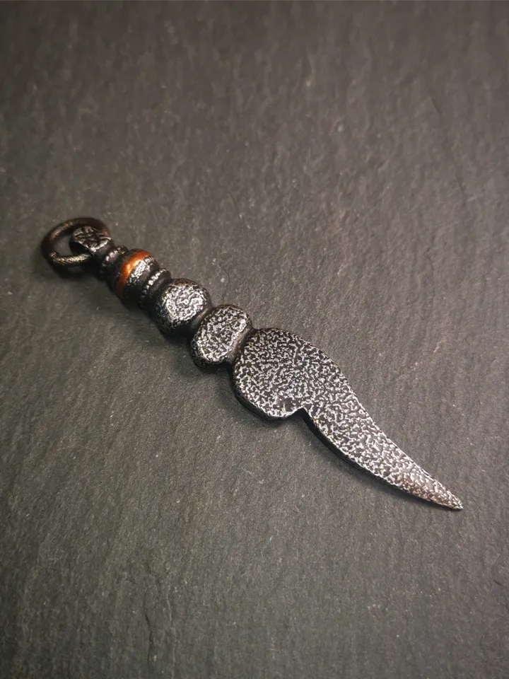 Gandhanra Tibetan Shankha Amulet ,Conch Pendant,Made of Cold Iron,3.15&quot;