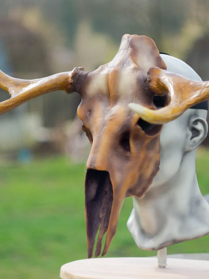 Deer Skull Mask, Antler Mask, Realistic Skull Mask, tribal headpiece, Headpiece skull, ritual mask, pagan headdress, skull costume mask