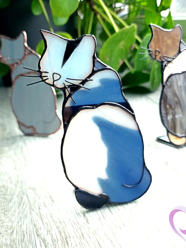 Stained Glass Cat Suncatcher Free-Standing