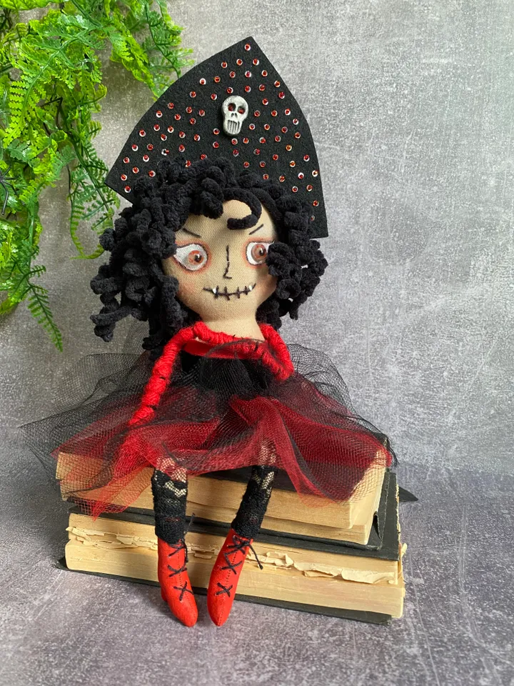 Vampire Textille Doll, Decoration Doll, Gothic Doll, Handmade, Halloween decor, Magic Gift