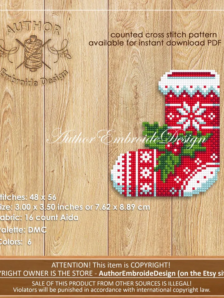 Christmas corner bookmark cross stitch pattern PDF download Christmas stocking cross stitch chart, Christmas bookmark pattern digital #B386