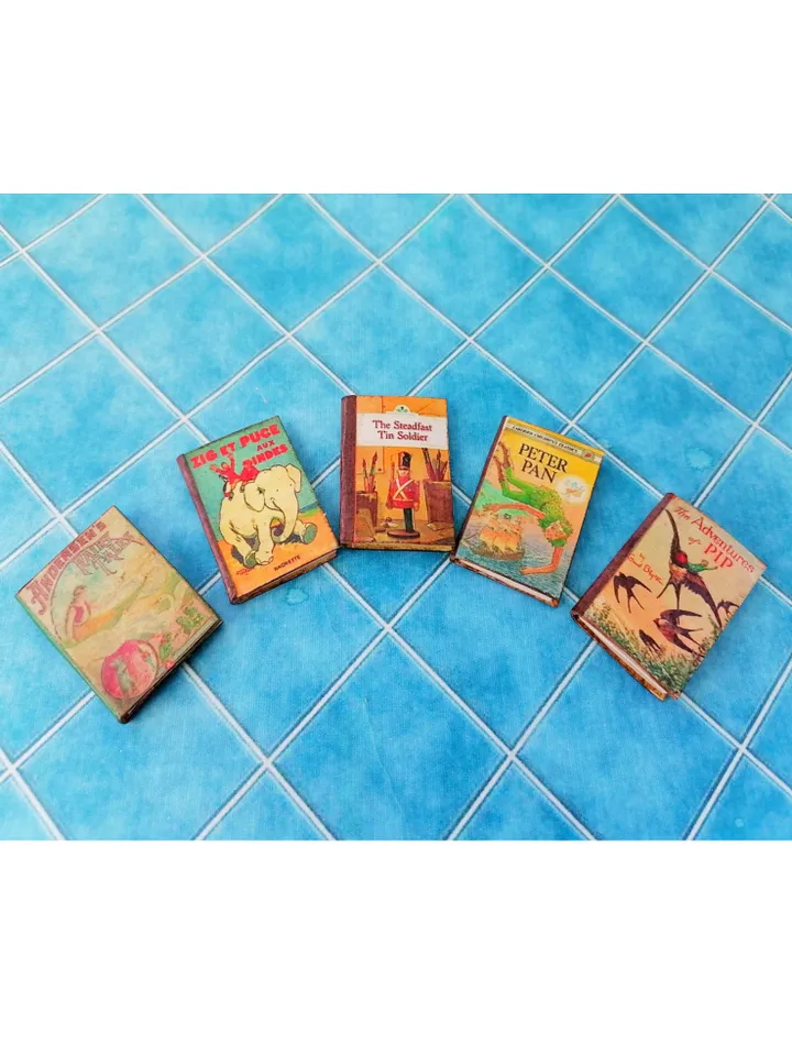 Dollhouse book set in 1:12 scale. Handmade.