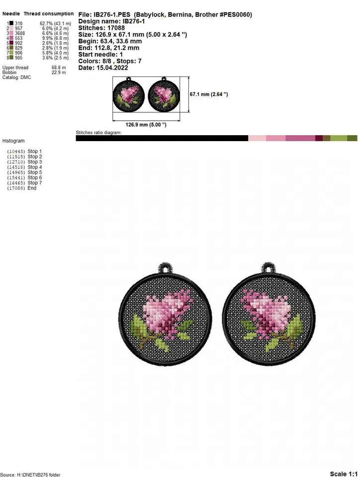 Lilac Earrings FSL Cross-stitch Pattern machine embroidery designs digital embroidery pattern free standing lace embroidery motif flower