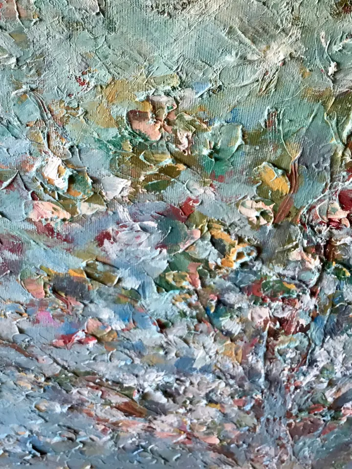 Apple tree original oil impasto style textured painting on stretched canvas,home decoration,impressionistic,large canvas wall art