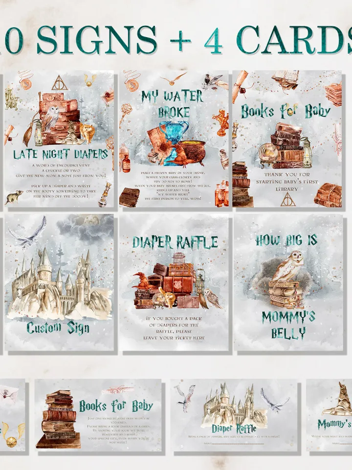 Wizard Baby Shower Bundle Template; Editable Winter Christmas Wizarding World Baby Shower; Winter Magic School Christmas Baby Shower; ms7