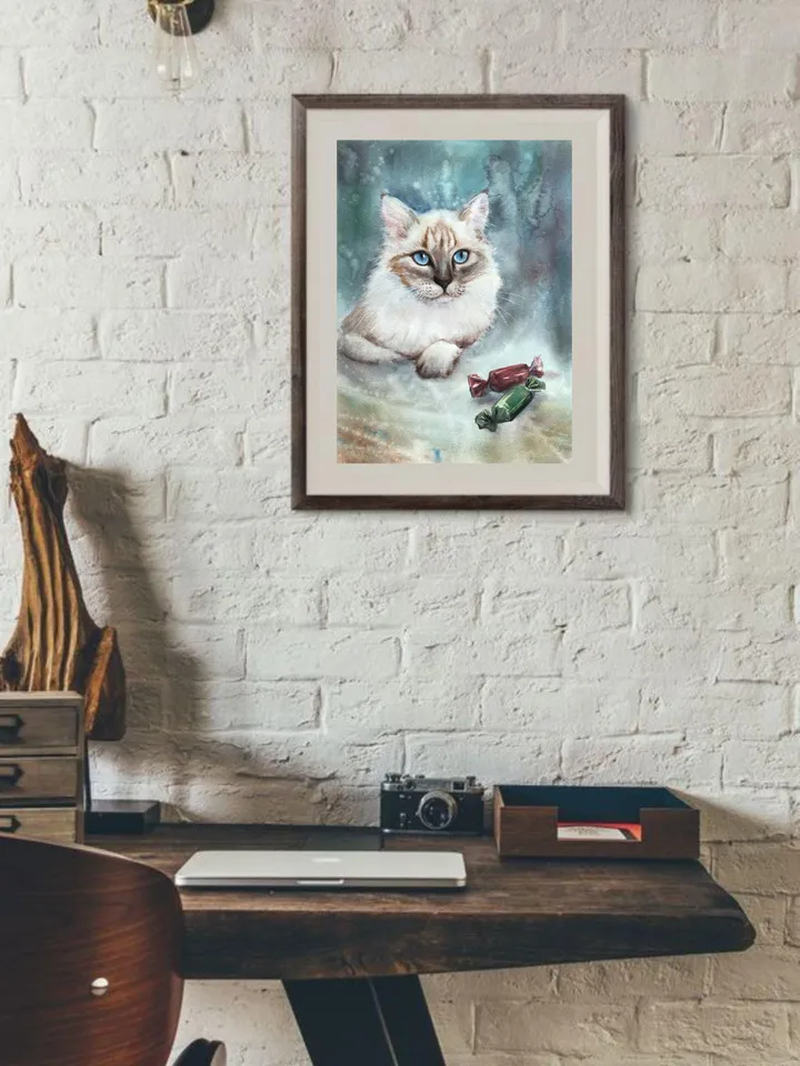 Kitty Painting Cats Original Painting Animals Watercolor Painting Cat Portrait