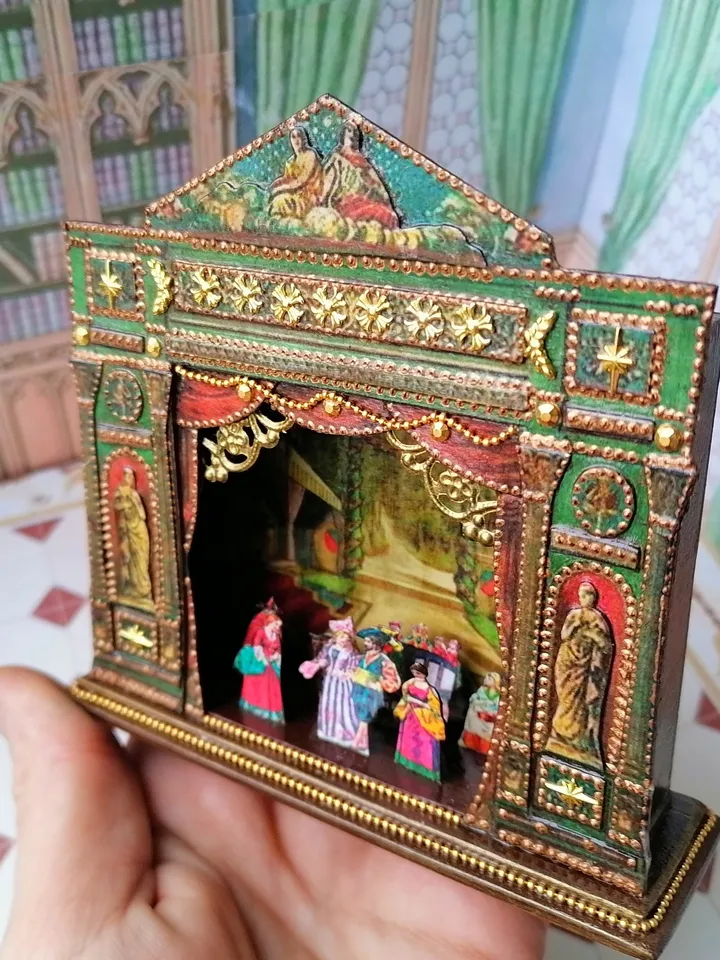 Puppet show. Miniature. Handmade. 1:6. Height 4.13 inches.