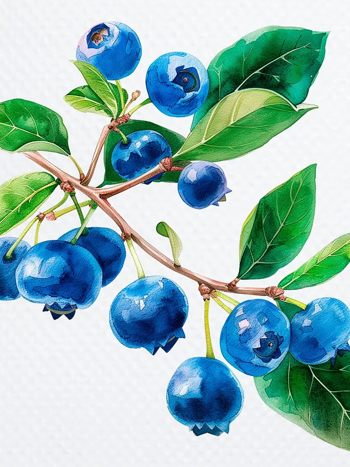 16 Blueberry PNG Clipart, Printable Watercolor Blueberry for sublimation, Blueberry Stem Print, Digital download, Paper craft, junk journals