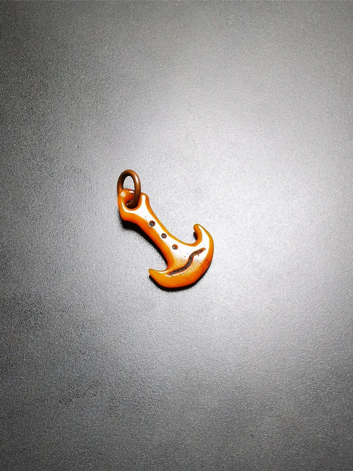 Gandhanra Handmade Yak Bone Carved Amulet,Anchor Pendant
