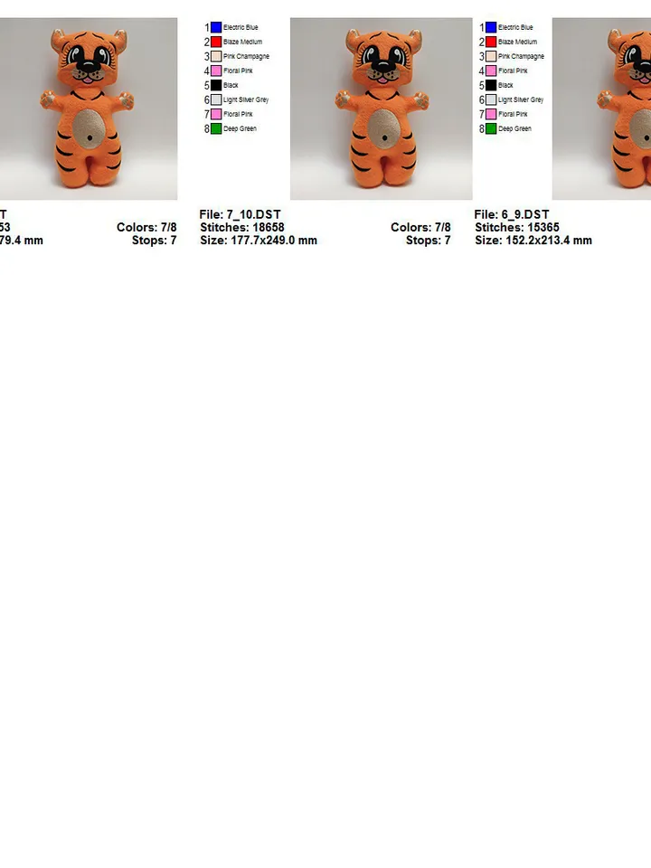 Tiger cub toy Stuffed ITH Pattern Machine embroidery design Tiger cub toy Stuffed in The Hoop Machine embroidery design