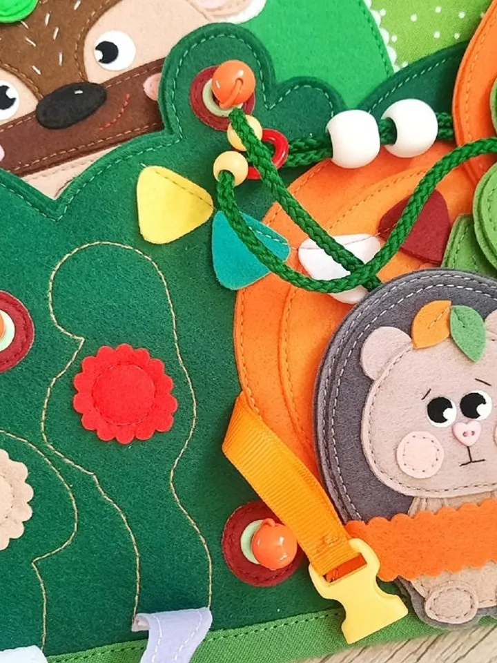 Autumn Quiet book pattern PDF & Tutorial pages, Felt book pattern svg, Quiet book ideas, Sensory toys,  Pdf felt sewing pattern for toddler