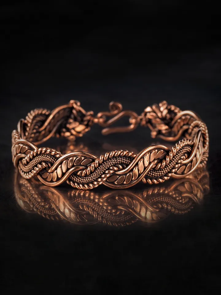 Woven copper wire bracelet Antique style handcrafted copper jewelry Unique gift