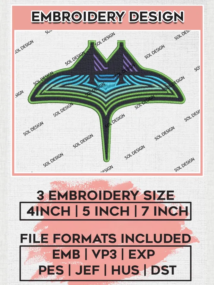 Tampa Bay Rays Logo Embroidery Designs, MLB Tampa Bay Rays Embroidery Design, MLB Embroidery Design Files, MLB Logo, 3 sizes, Machine embroidery Files, Digital Download