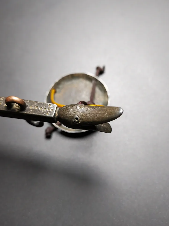 Gandhanra Handmade Tibetan Steelyard Balance,steelyard, or stilyard,Tibetan Tool Ornament, Made of Thunder Iron,Copper Wire Inlay