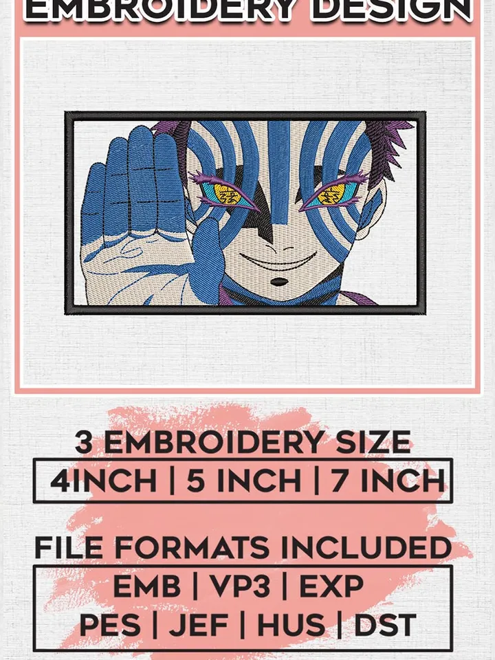 Demon Slayer Akaza Anime Character Embroidery Designs, Embroidery Files, Demon Slayer Machine Embroidery, Digital Download EMB_ANIME_35