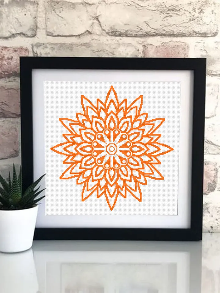 Flower mandala set cross stitch pattern download PDF Monochrome mandala cross stitch chart, Awesome pattern digital PDF Floral ornament #S11