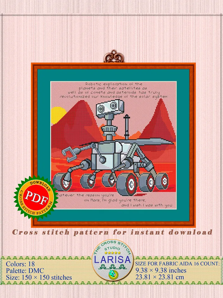Mars Rover Cross Stitch Pattern | Flight to Mars