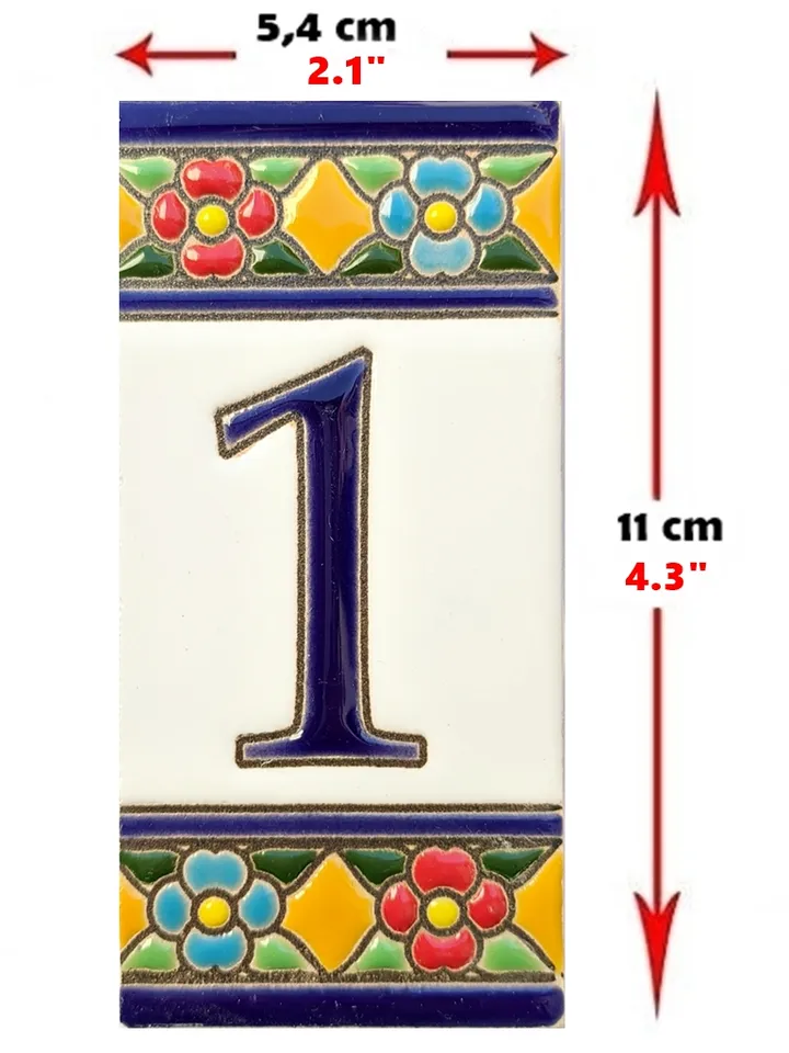 Ceramic letters and numbers 11cm (4.3") for the wall - Hand-glazed in Spain - "SEVILLA" models - Ceramic letters number -