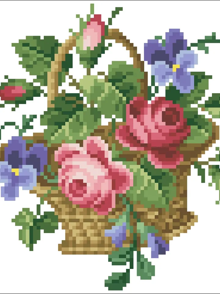 Antique Cross Stitch Pattern Classic Roses Digital Download PDF