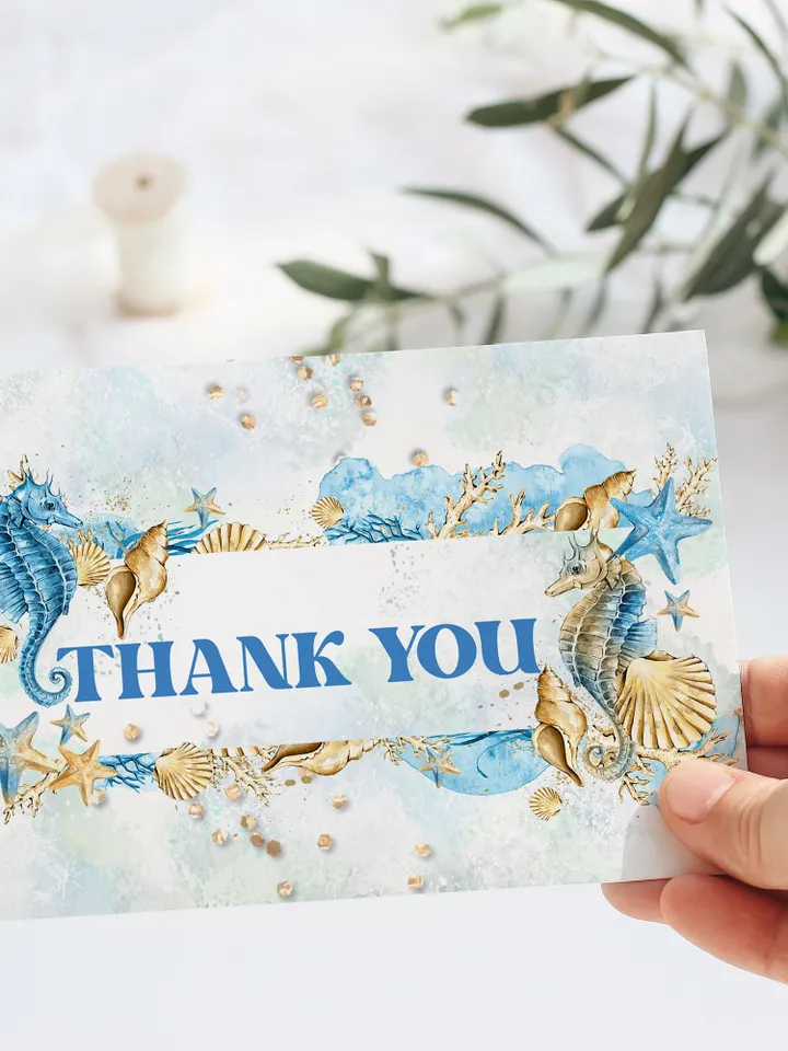 Editable Thank You card ONEder the Sea First Birthday thank you card; Under the Sea Party; Ocean Party Birthday Instant Download; SE1