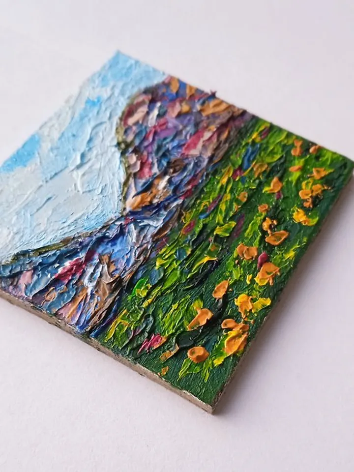 Mini Oil Painting Mountain Landscape Painting in Dollhouse Dollhouse Interior