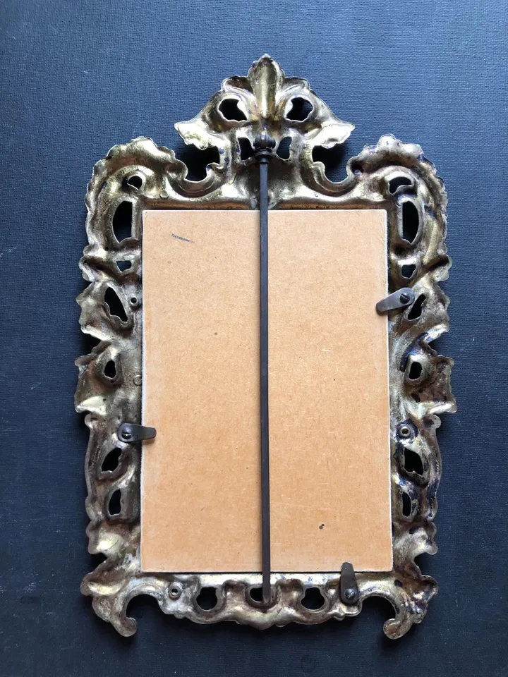 Butterfly Painting Framed Antique Metal Frame Shabby Chic Painting