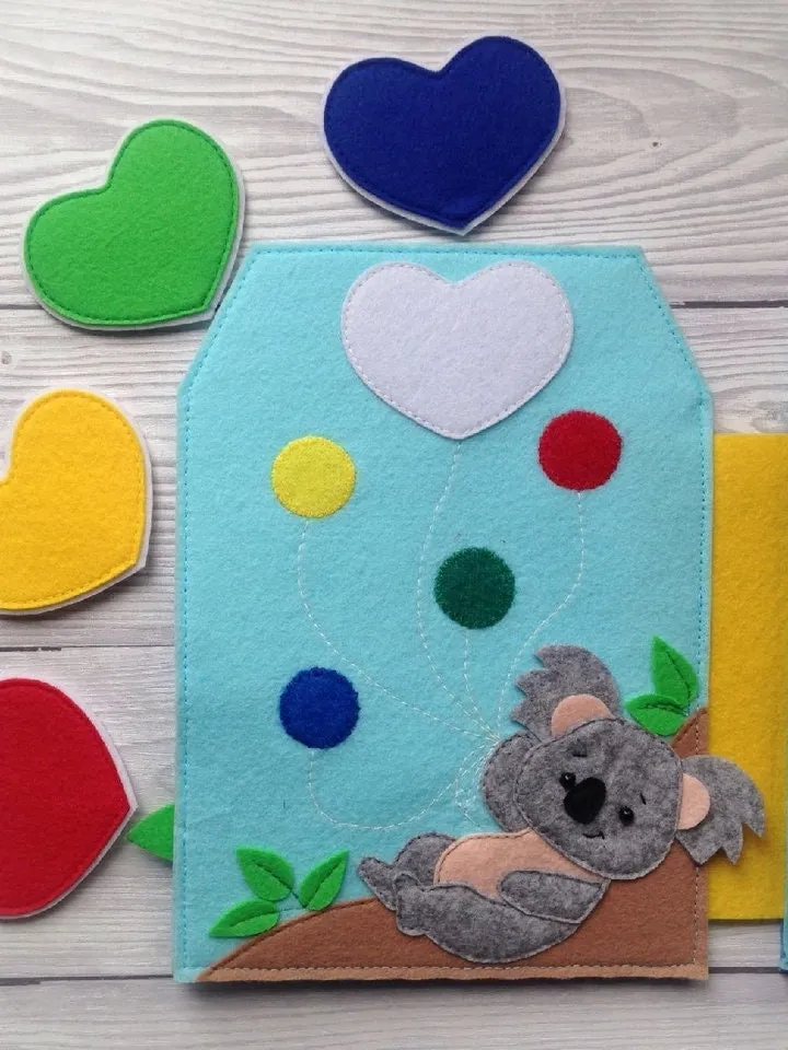 Koala Quiet book Pattern PDF, Felt activity book pattern, Baby Soft book template, Quiet book sewing ideas for toddler
