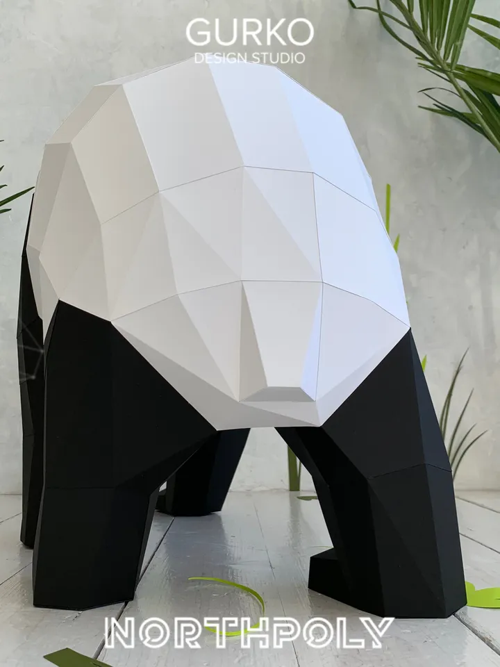 Walking Panda Bear Papercraft, Digital Template, PDF Download, Gurko, LowPoly, Pepakura, Origami Sculpture, Paper Party Decoration, DIY Gift