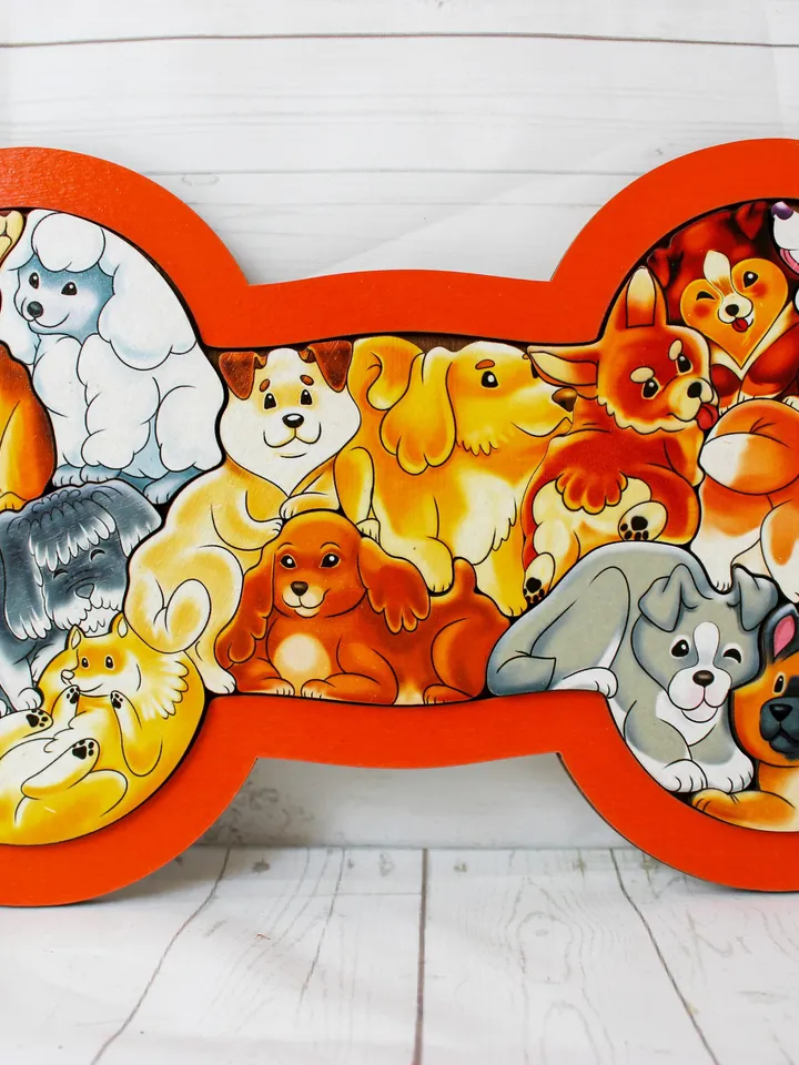 Wooden Puzzle - dogs, Toddler Toys Age 3 4 5 6 year, Wood Montessori animals