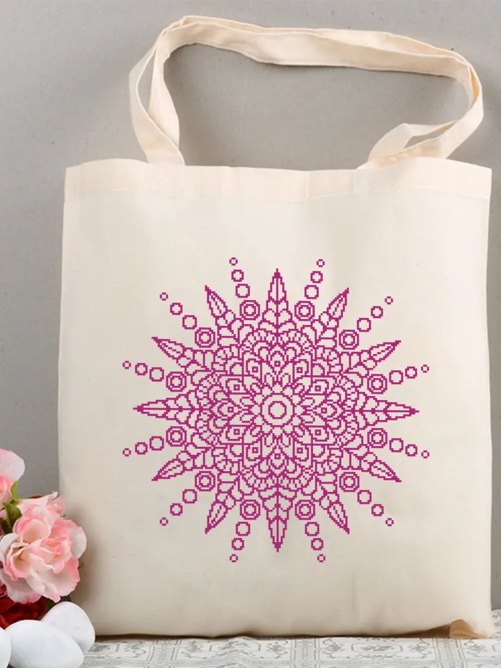 Flower mandala cross stitch pattern PDF download Mandala ornament cross stitch chart Monochrome mandala pattern digital PDF Home decor #M235